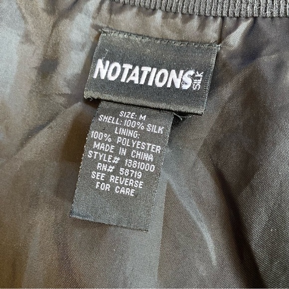 Vintage 90s Notations Silk Floral Zip Up Jacket Size M - Picture 6 of 7